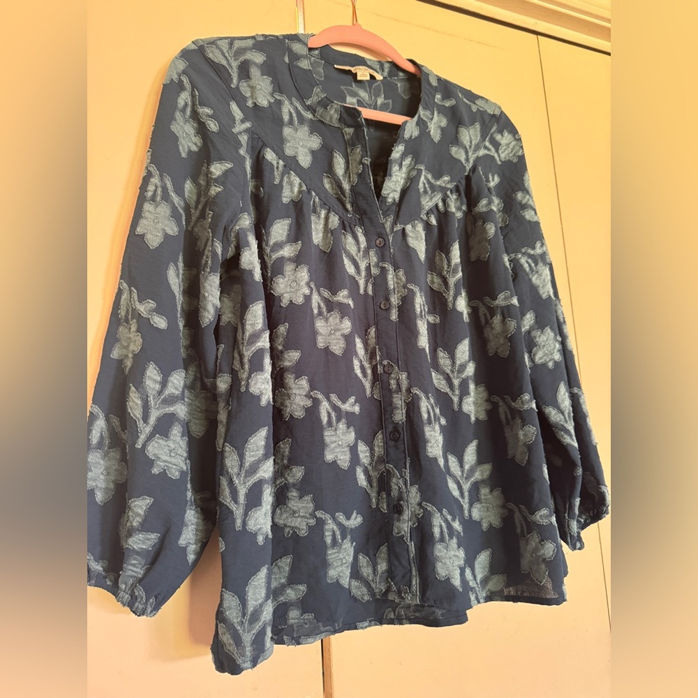 Blue/Green Floral Faded Glory Women's Blouse